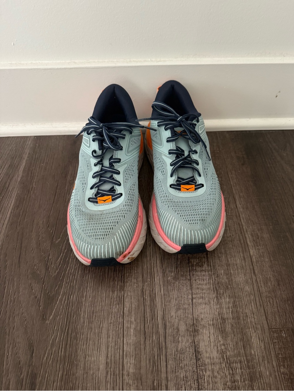 Hoka Bondi 7 Running Shoes in teal with Orange Accent